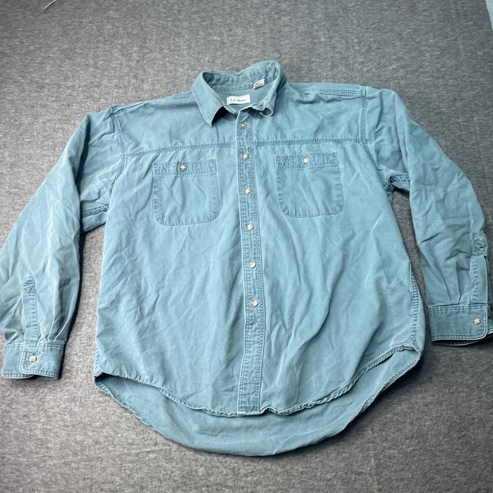 LL Bean Work Shirt Mens‎ XL Blue Vintage Heavy Outdoor Canada Style